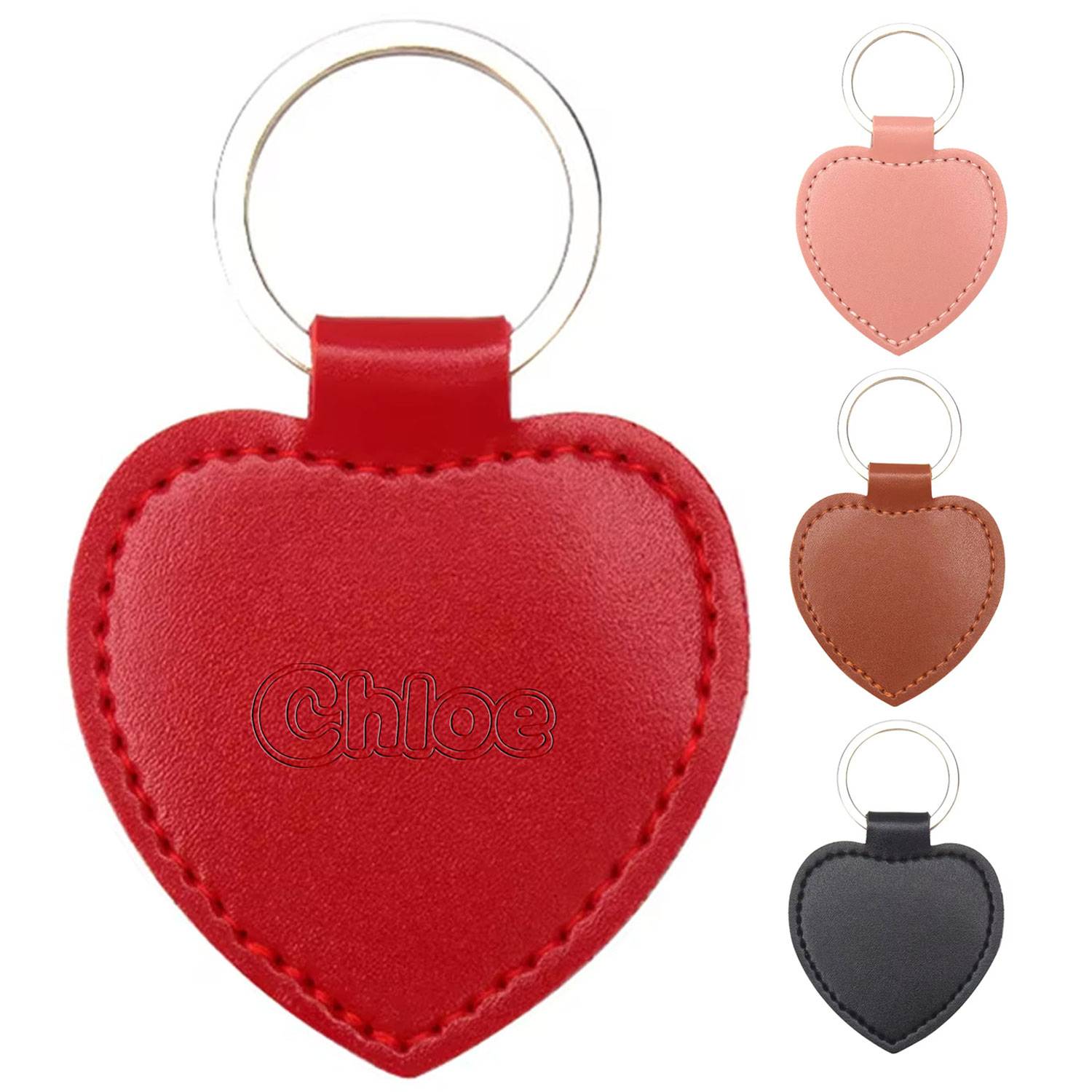 PU Leather Heart Shaped Keychain 2