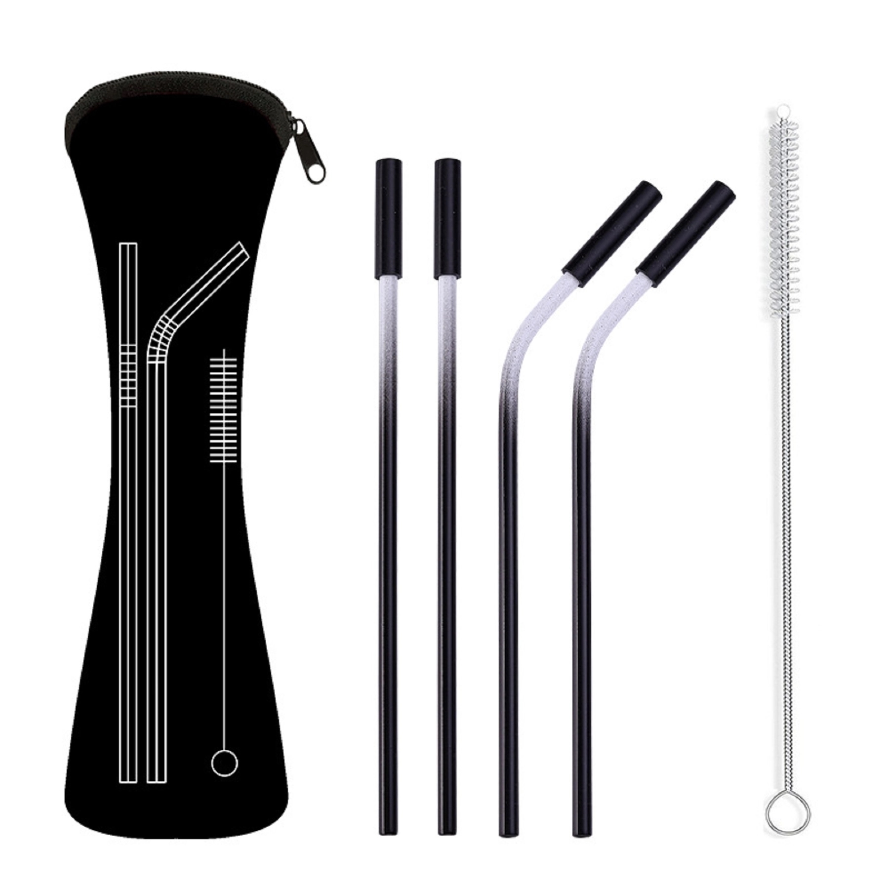 18/8 Stainless Steel Straw with Cleaner in Neoprene Bag 4