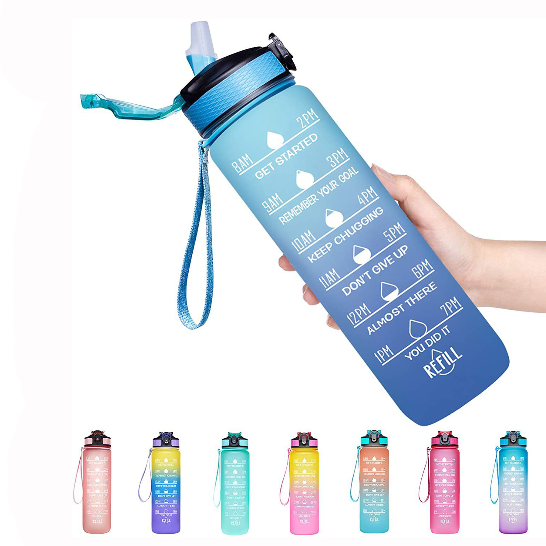 32 OZ Motivational Water Bottle With Time Mark 12