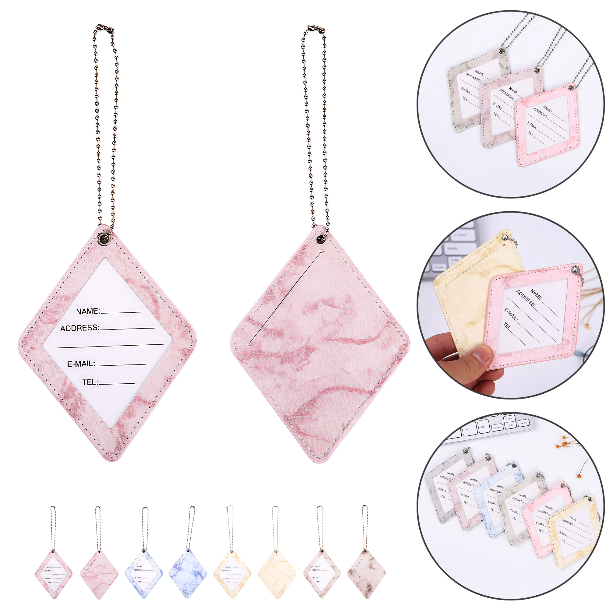 Marble Pattern Diamond Luggage Tag 4