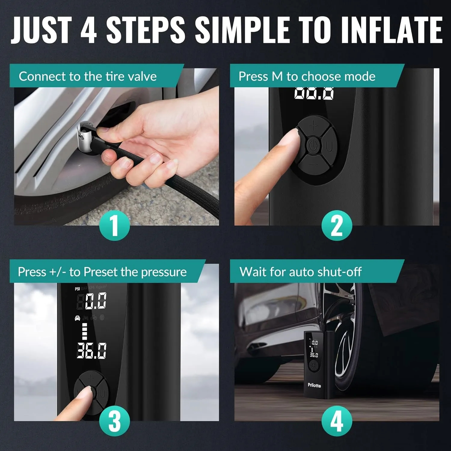 Portable Car Air Pump Compressor Tire Inflators 2