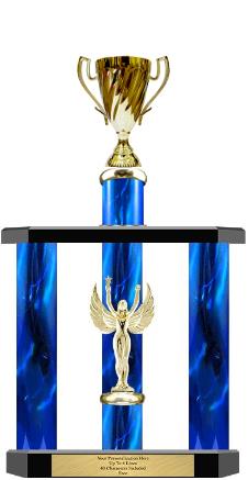 Trophy: 16" 3 post, TE 3x8 Wood Base, Cup 2