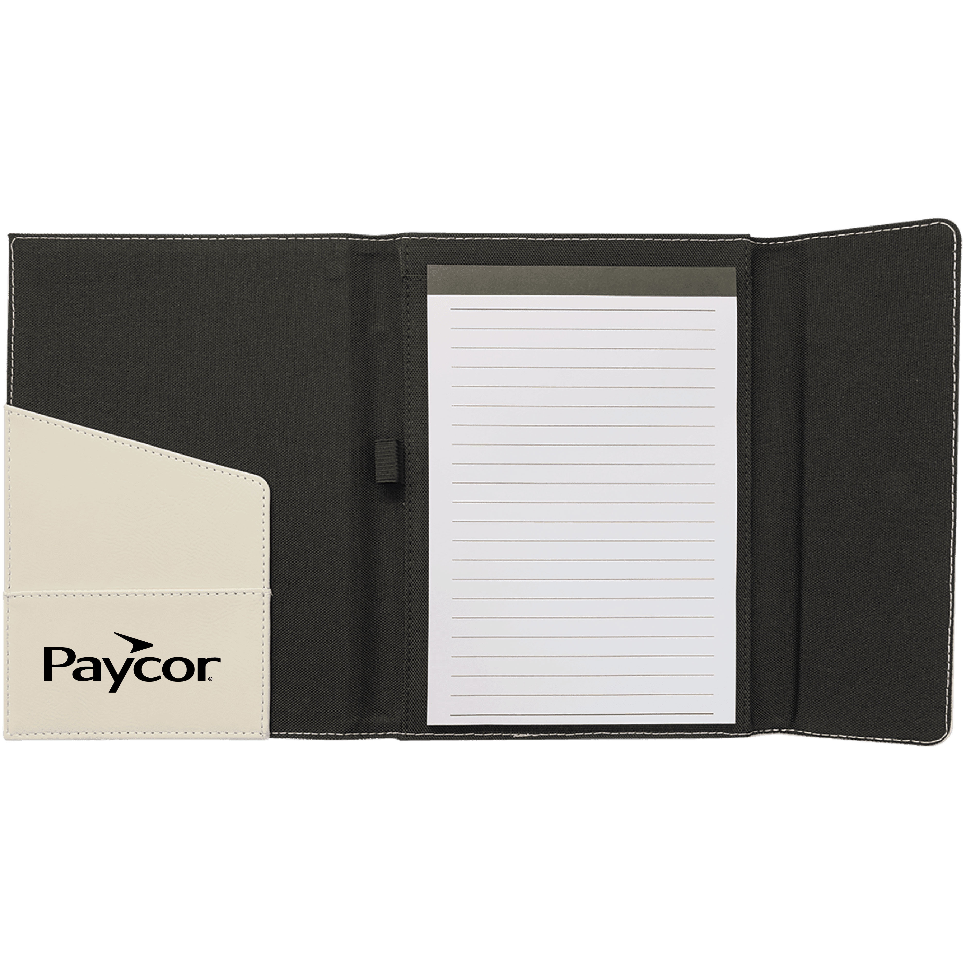 7" x 9" White Leatherette & Black Canvas Portfolio 2