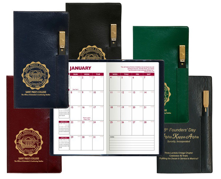 Executive Vinyl Cover Monthly Pocket Planner with Clear Pen 3