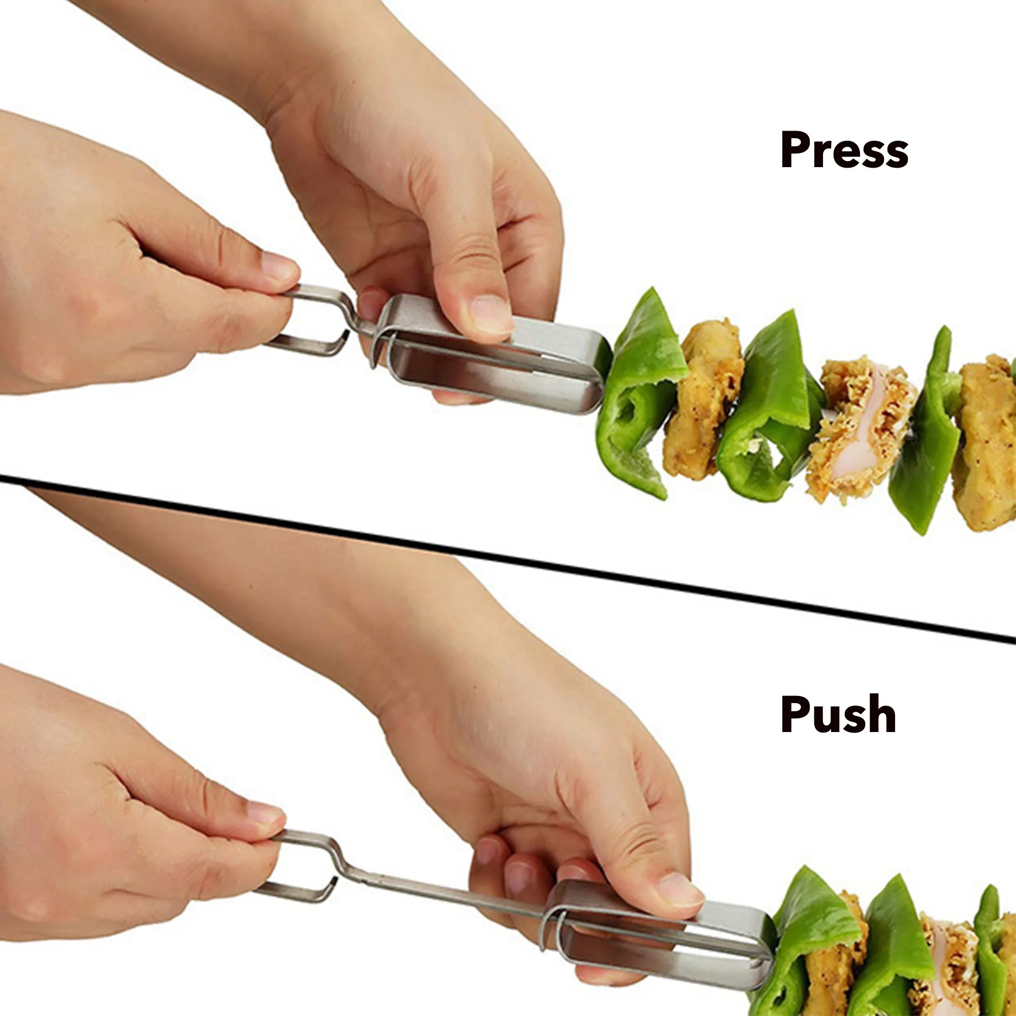 BBQ Long Flat Skewers With Push Bar 7
