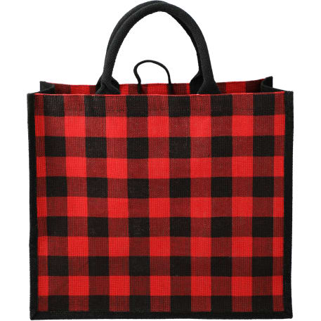 Buffalo Plaid Printed Jute Tote 59