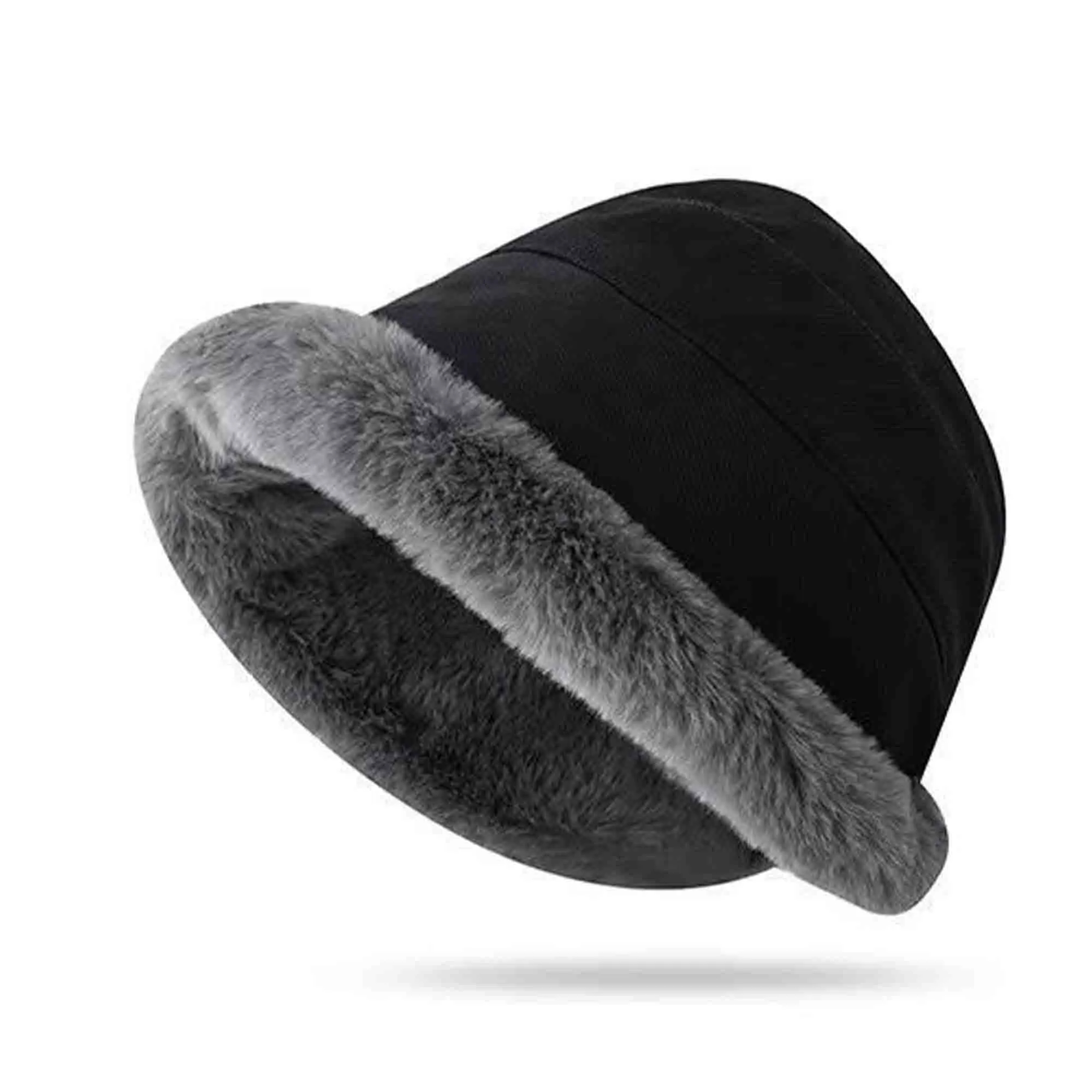 Warm Fluffy Faux Fur Fisherman Cap Plush Fuzzy Bucket Hat 5