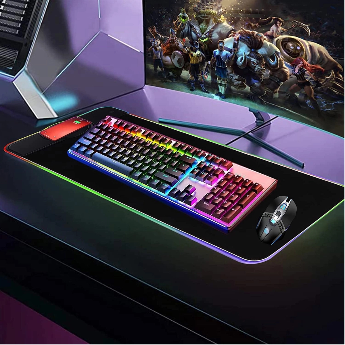 15W Wireless Charger Extended Large Gaming RGB Mouse Pad 3