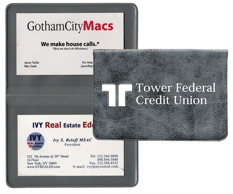 Executive Vinyl Fold Over Card Cases with Two Clear Pockets 8