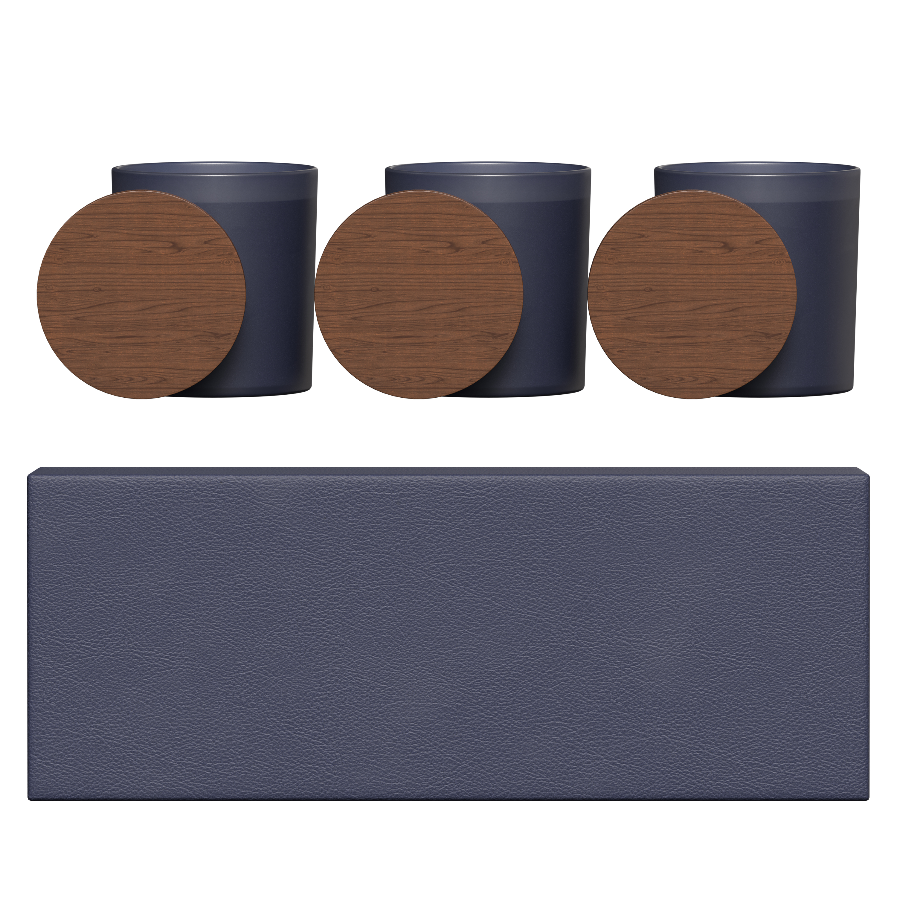 Vista glass candle 3-pack with acacia wood lids 8
