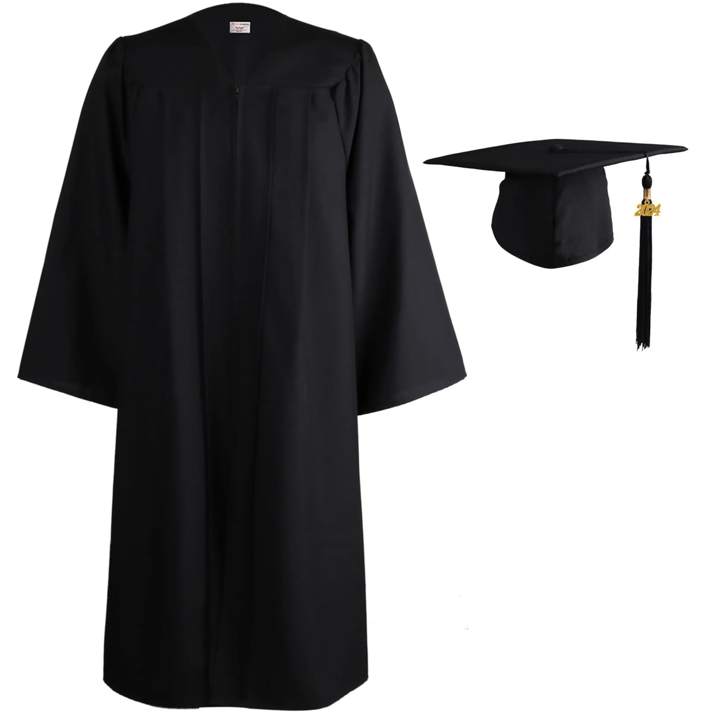 Polyester Matte Graduation Hat And Dress Paired With Tassels 6