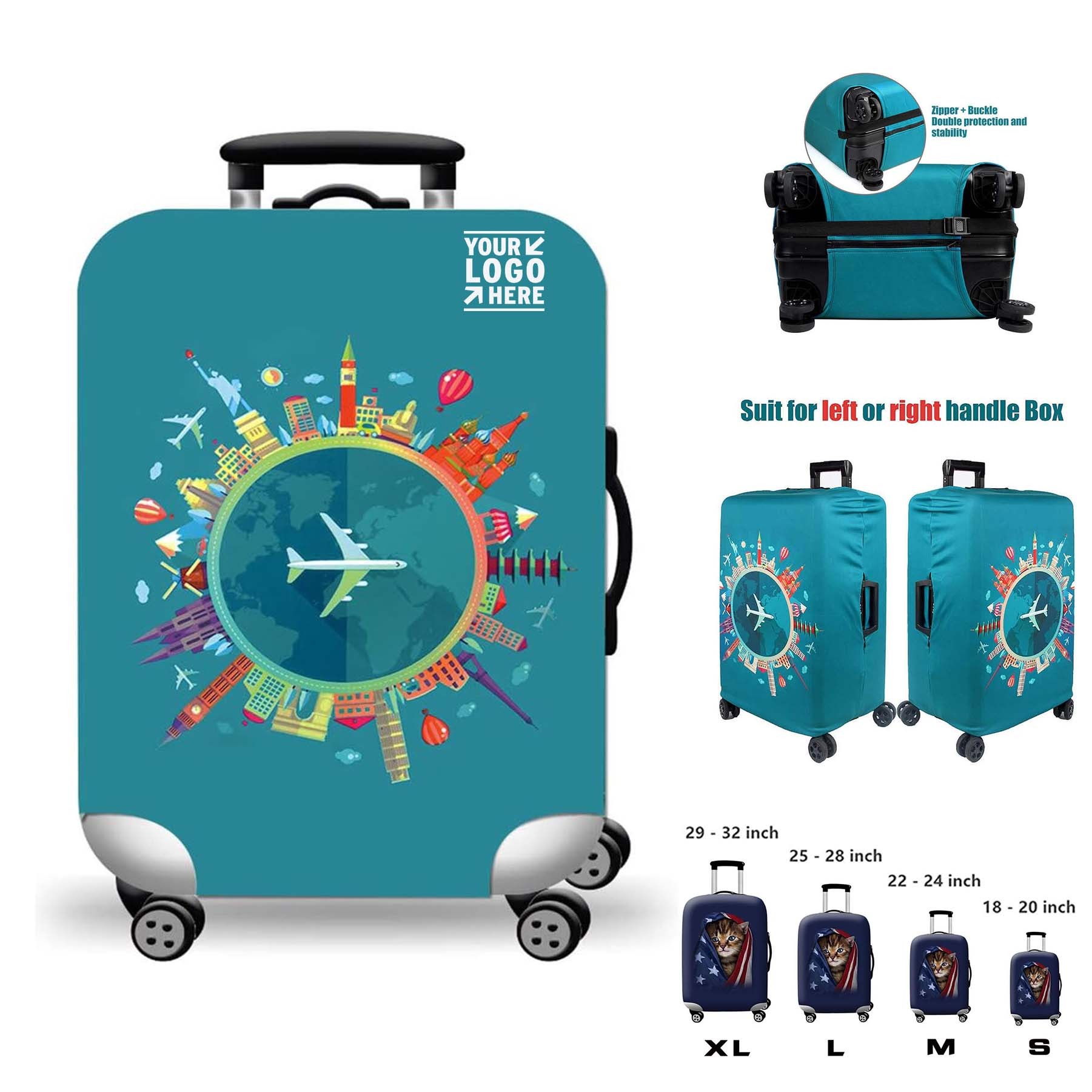 Elastic Double-sided Opening Washable Travel Luggage Cover 2