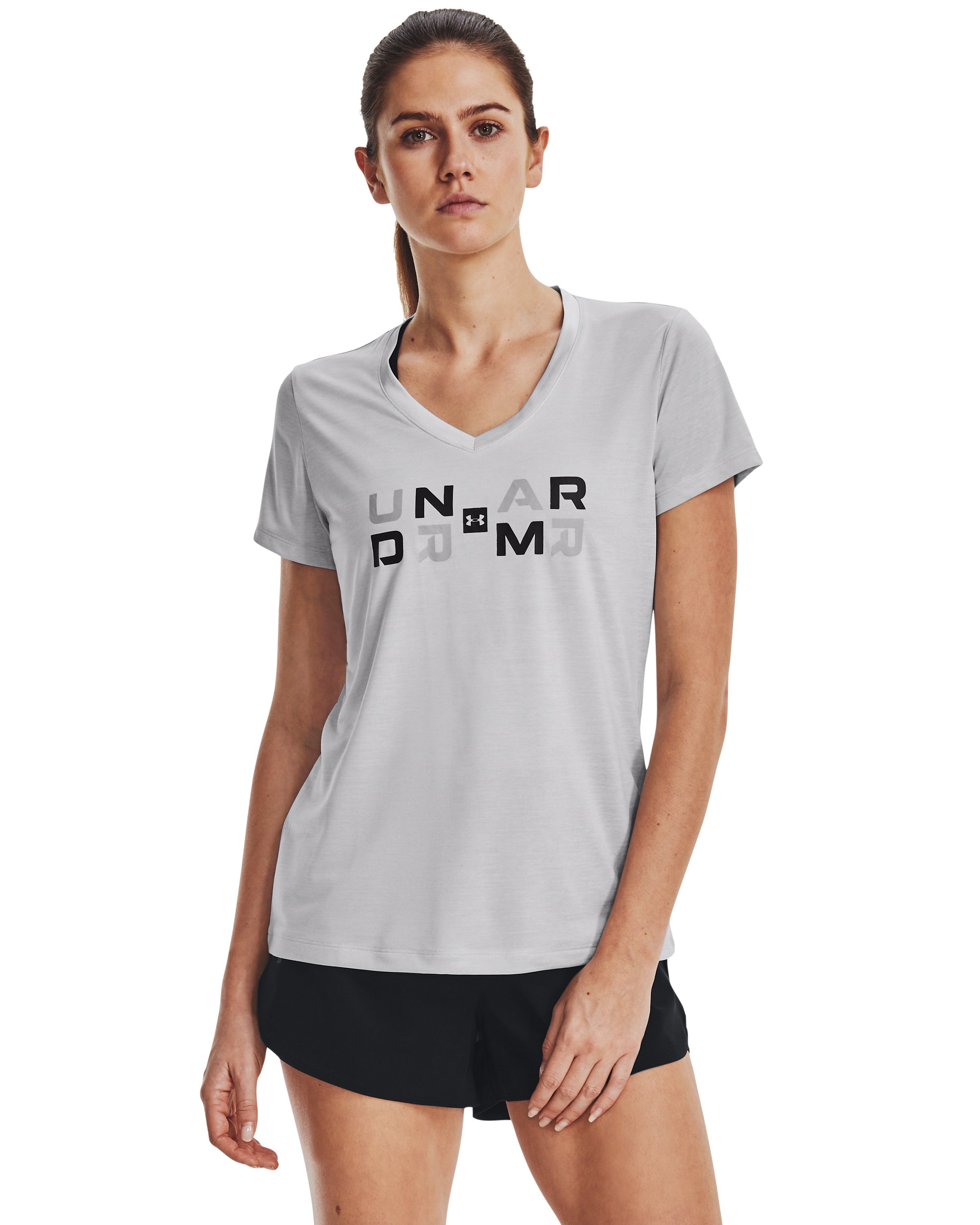 UA Tech Twist Graphic Women's V-Neck Short Sleeve 5