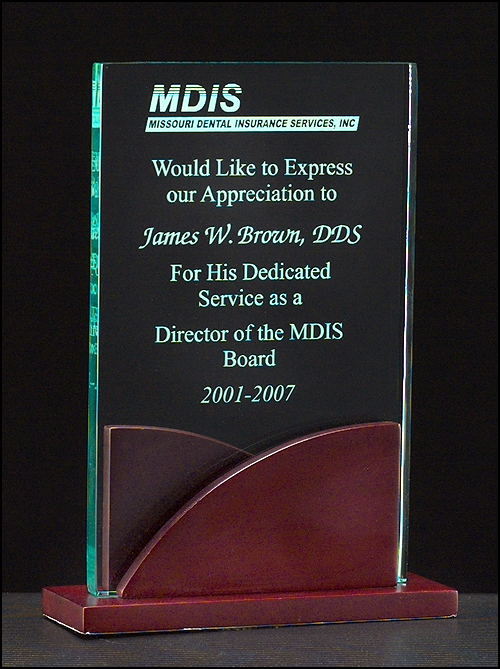 Acrylic Award On A Mahogany Finish Base 2