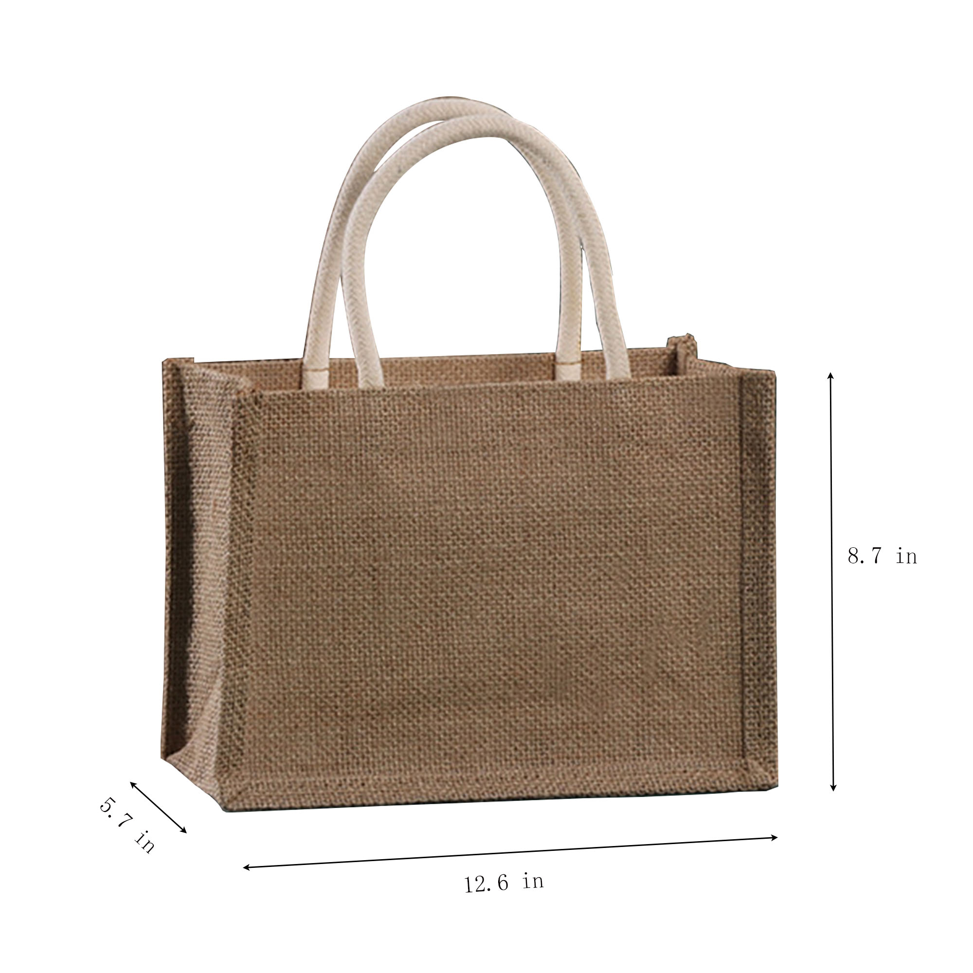 MOQ50 Thick Handle Jute Handbag Customized Logo 2