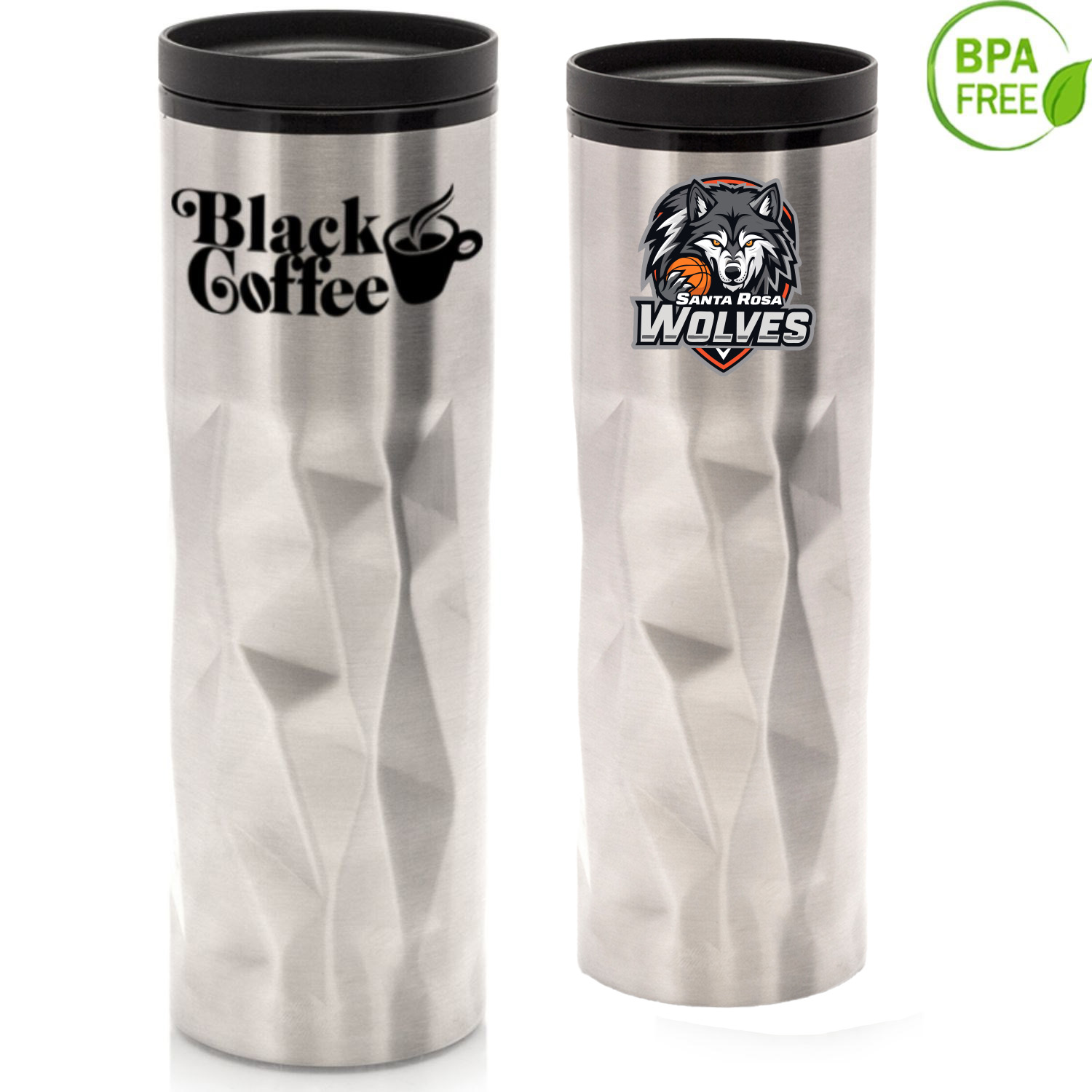 16 oz BPA free Stainless Steel Travel Mug w/ Thumb-Slide Lid 1