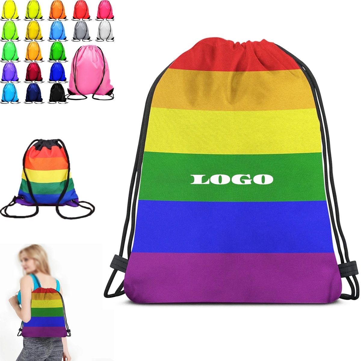 Rainbow Drawstring Backpack 2
