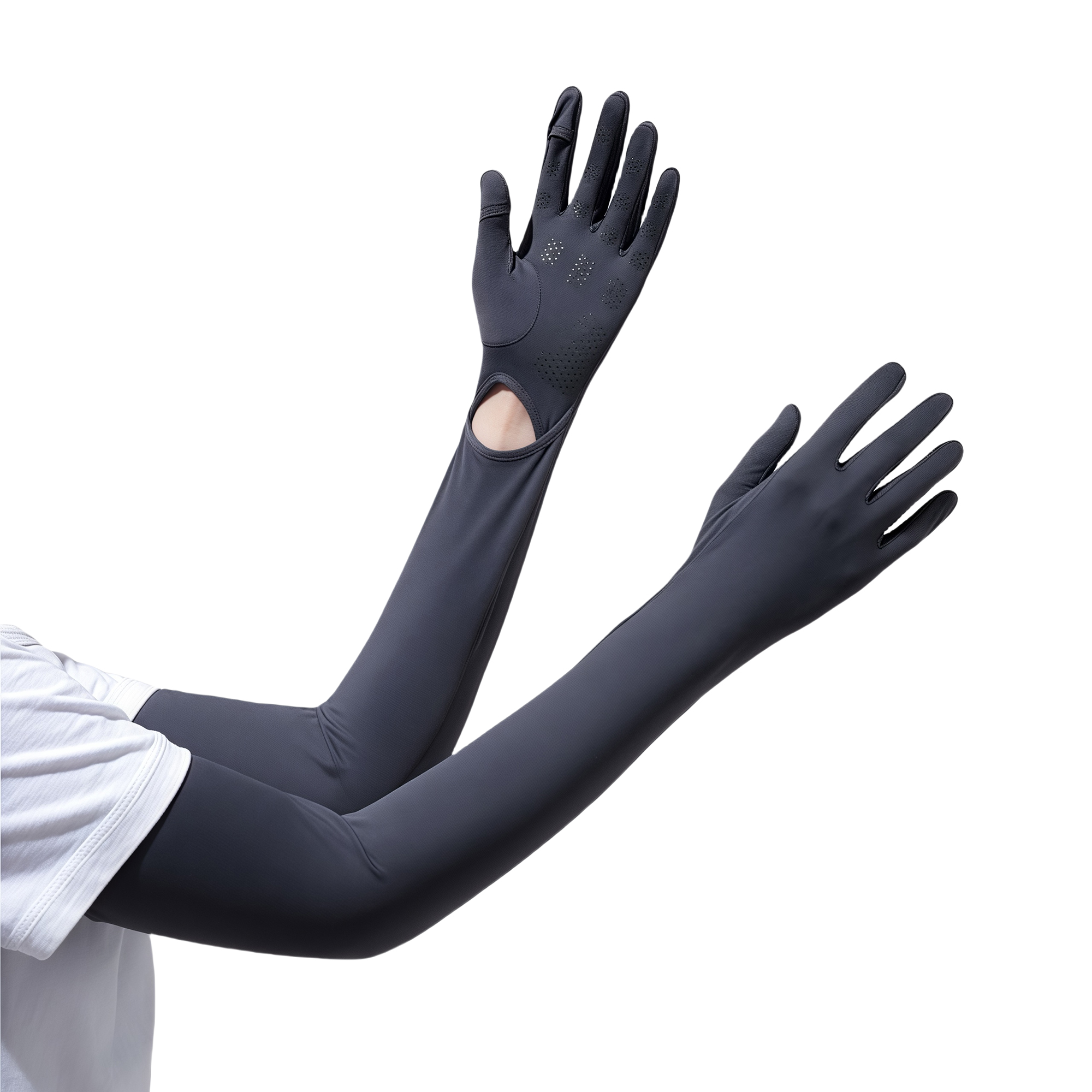 Women's Long Thin Sun Sleeves UV Protection Arm Covers Outdoor Cycling Cool Touch Screen Gloves 3