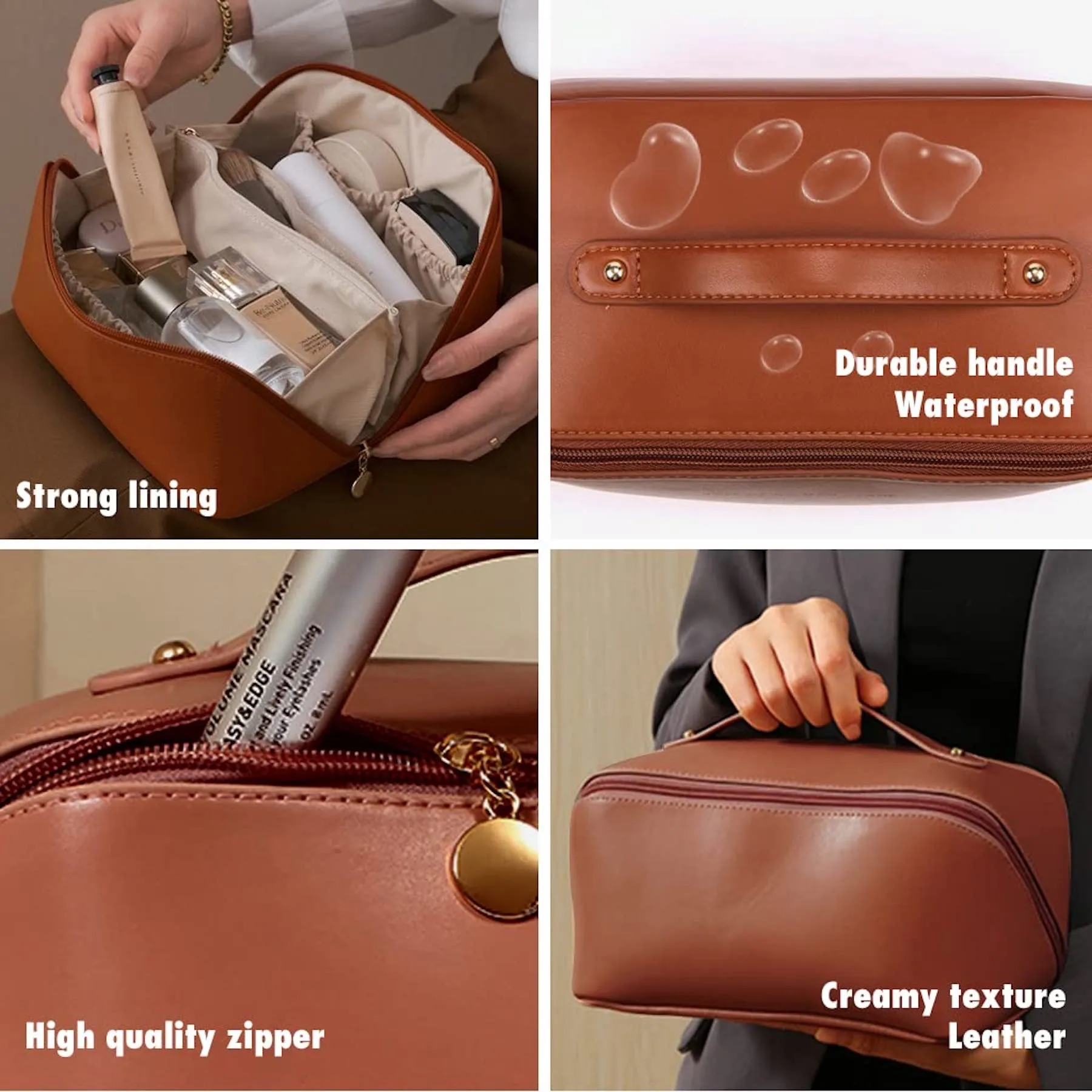 Makeup Travelling PU Leather Cosmetic Bag Waterproof 6