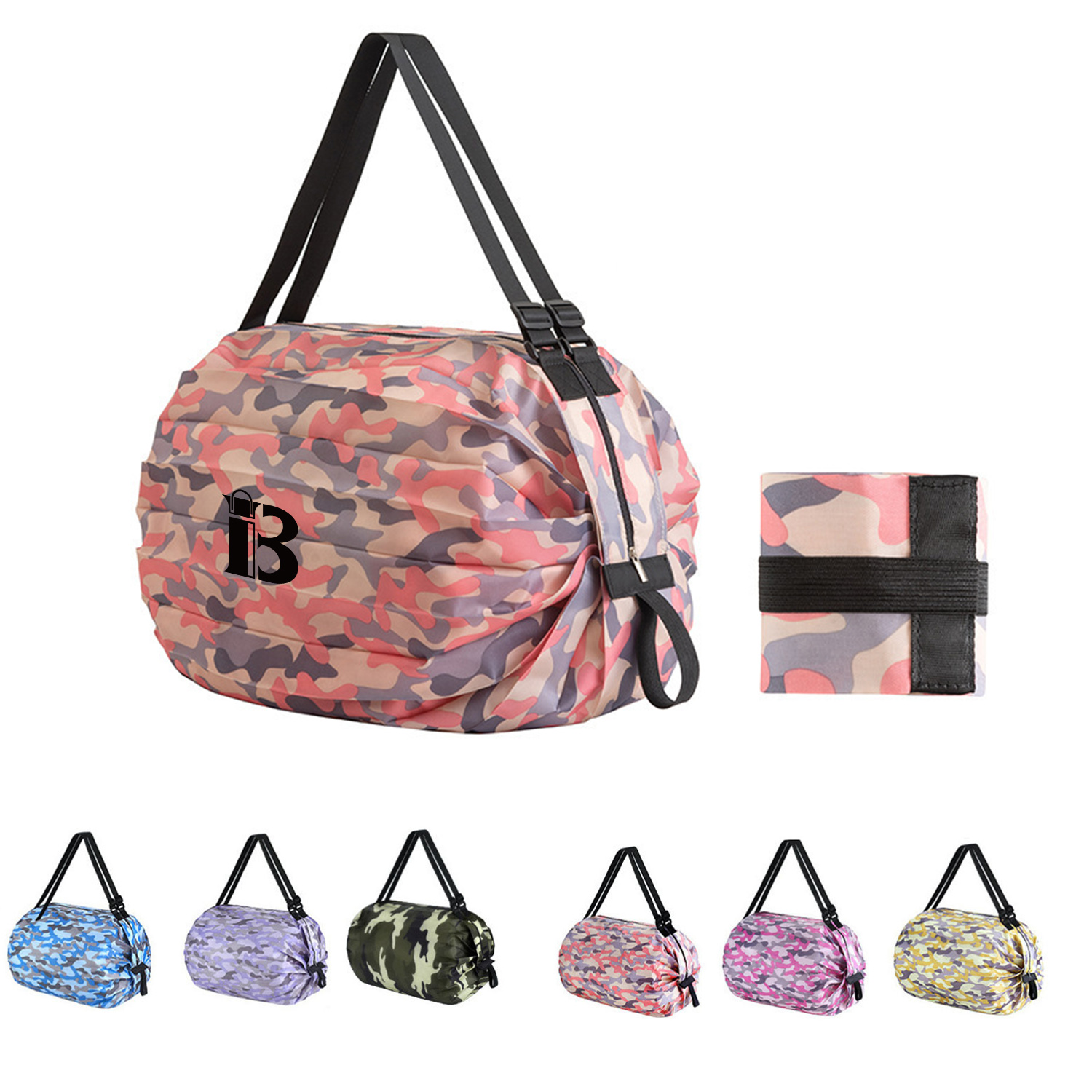 Magic Reusable Foldable Shopping Bags w/ Shoulder Strap