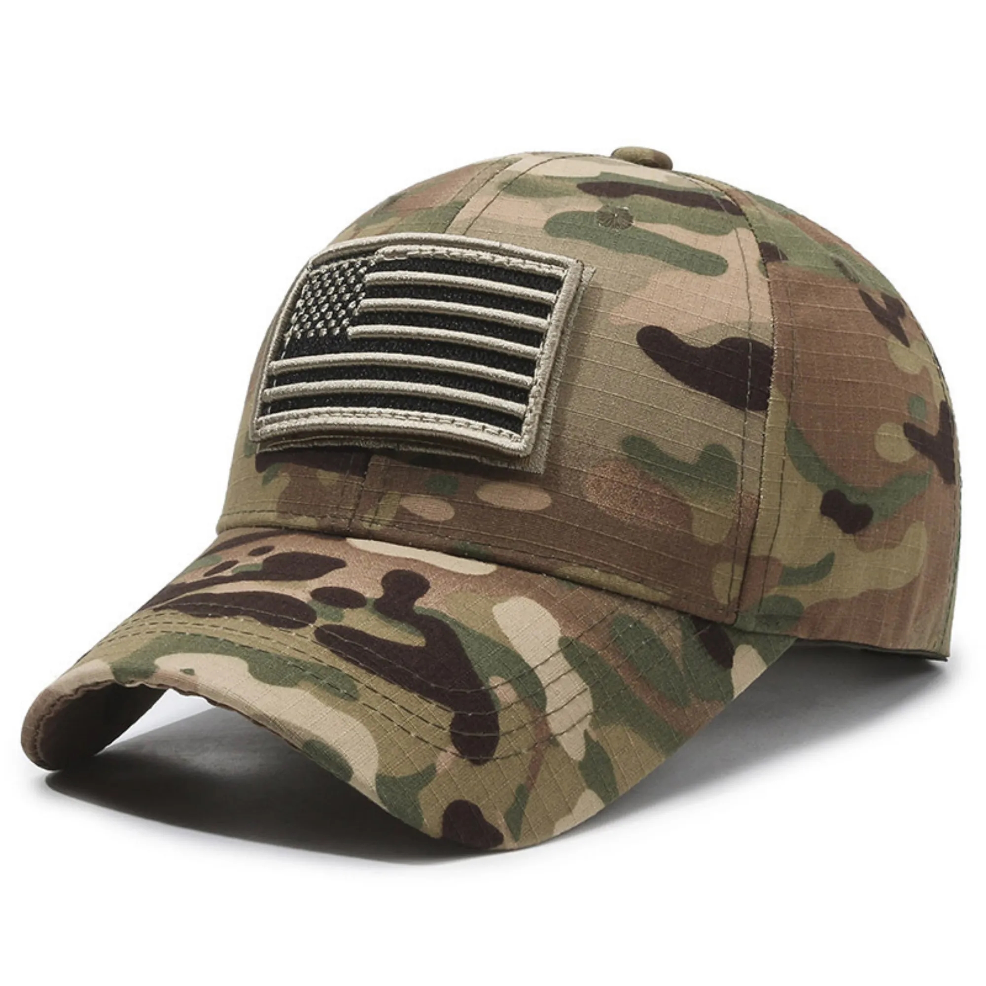 Camouflage Cotton Baseball Cap With Flag 9