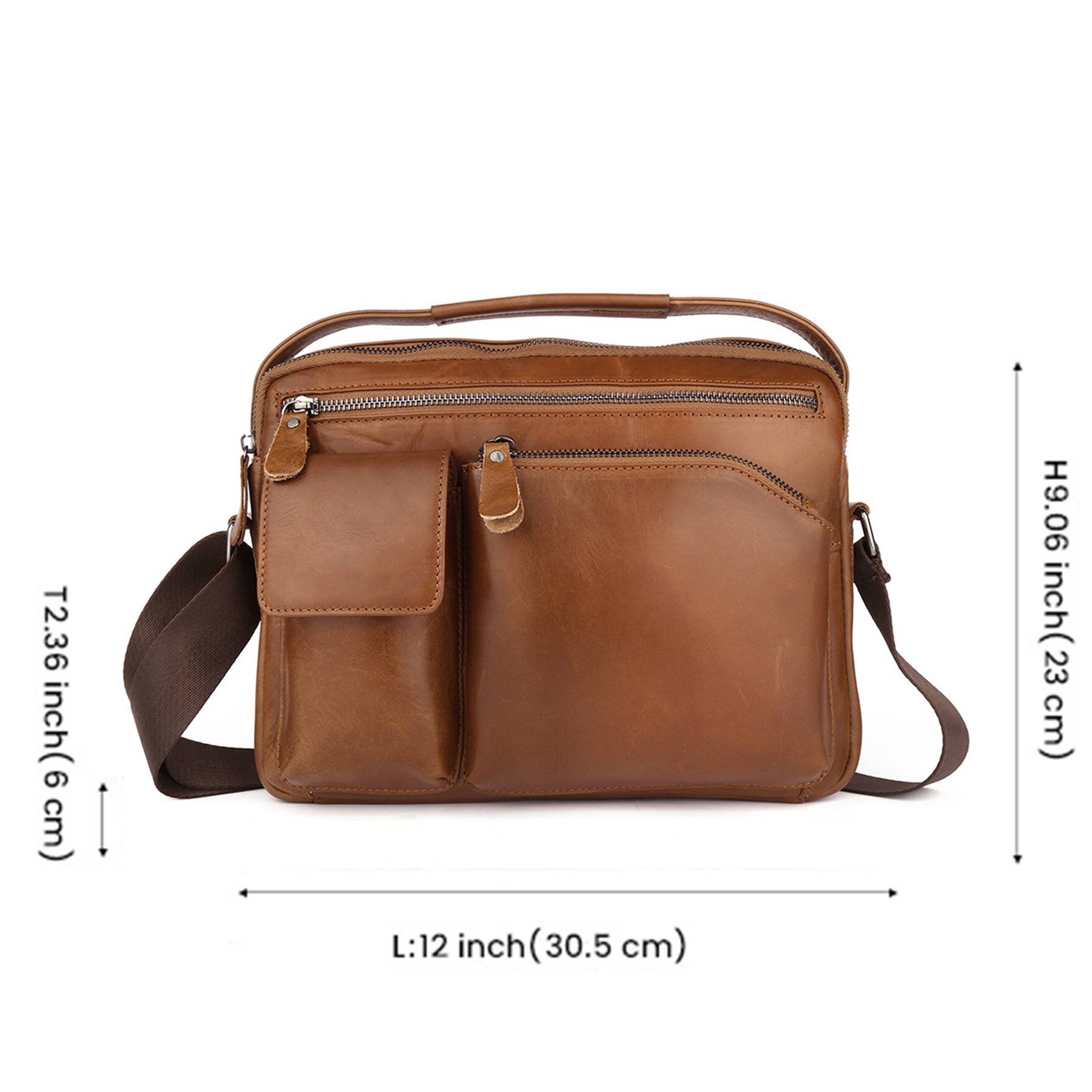 Genuine Leather Shoulder Crossbody Bag for Men Work Business 5