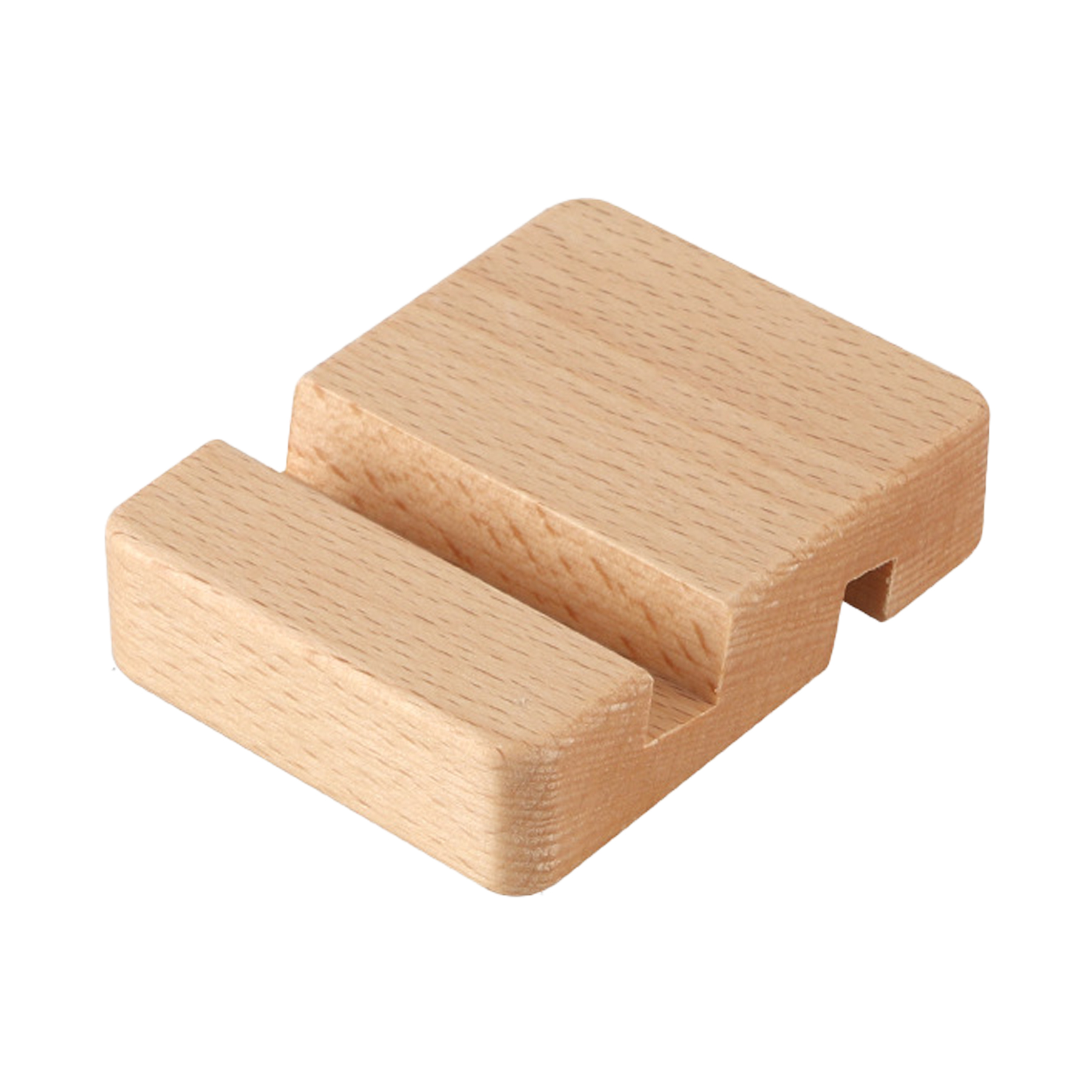 Dual Slots Wooden Cell Phone Pad Stand 3
