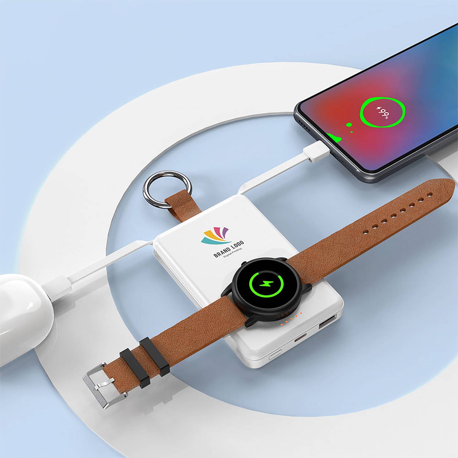 5000Mah Fast Charging Power Bank With Built-In Data Cable 5