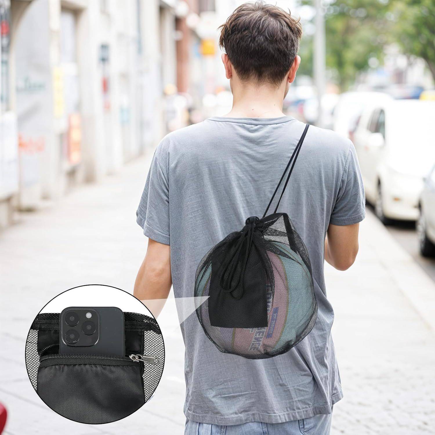 Mesh Sport Carry Bag with Pocket & Carabiner Clip 3