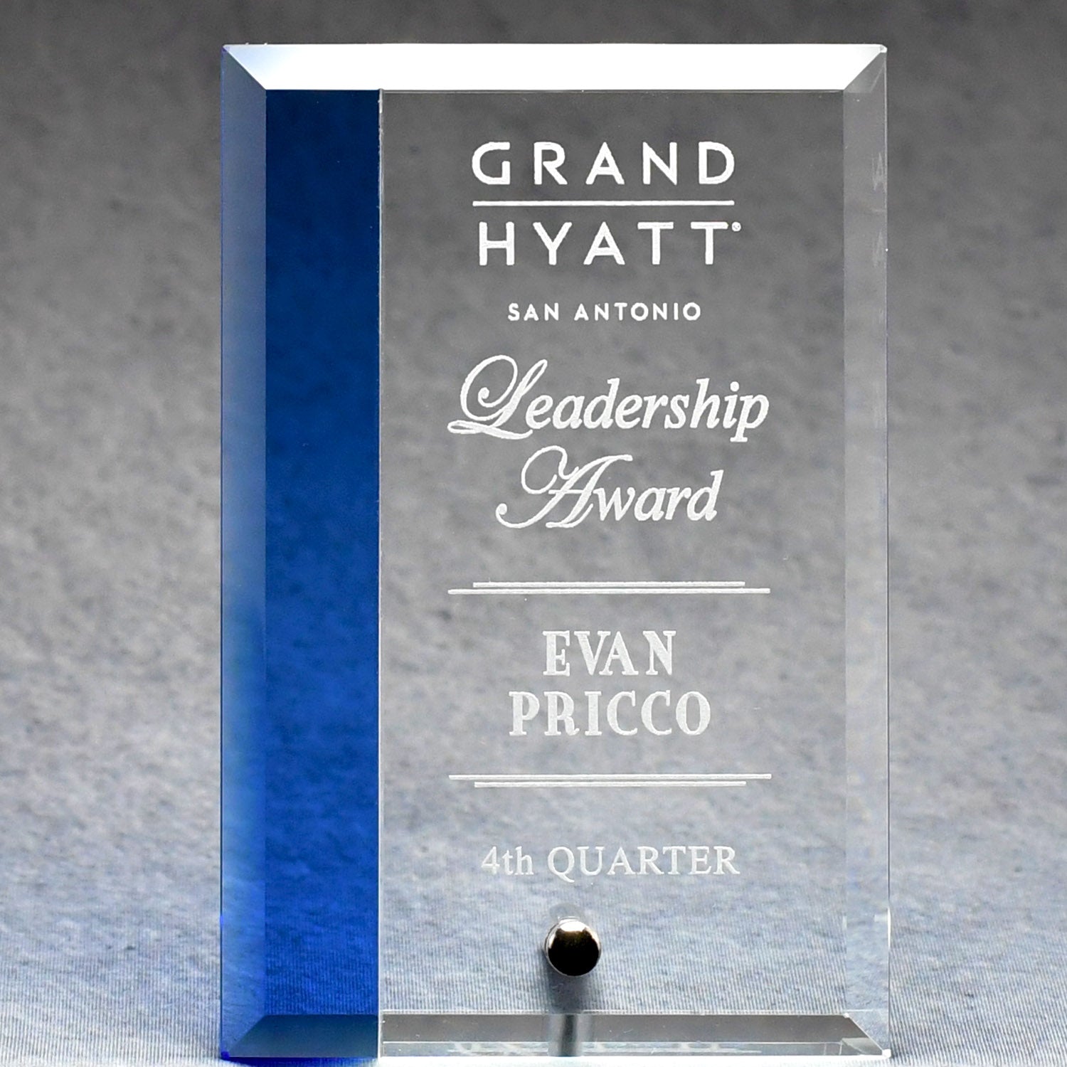 Economy Glass Plaque With Blue Accent 2