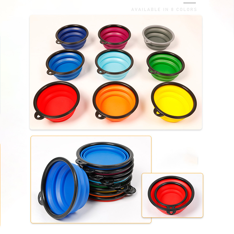 Portable Foldable Dogs Food Bowls w/ Carabiner Clip 4
