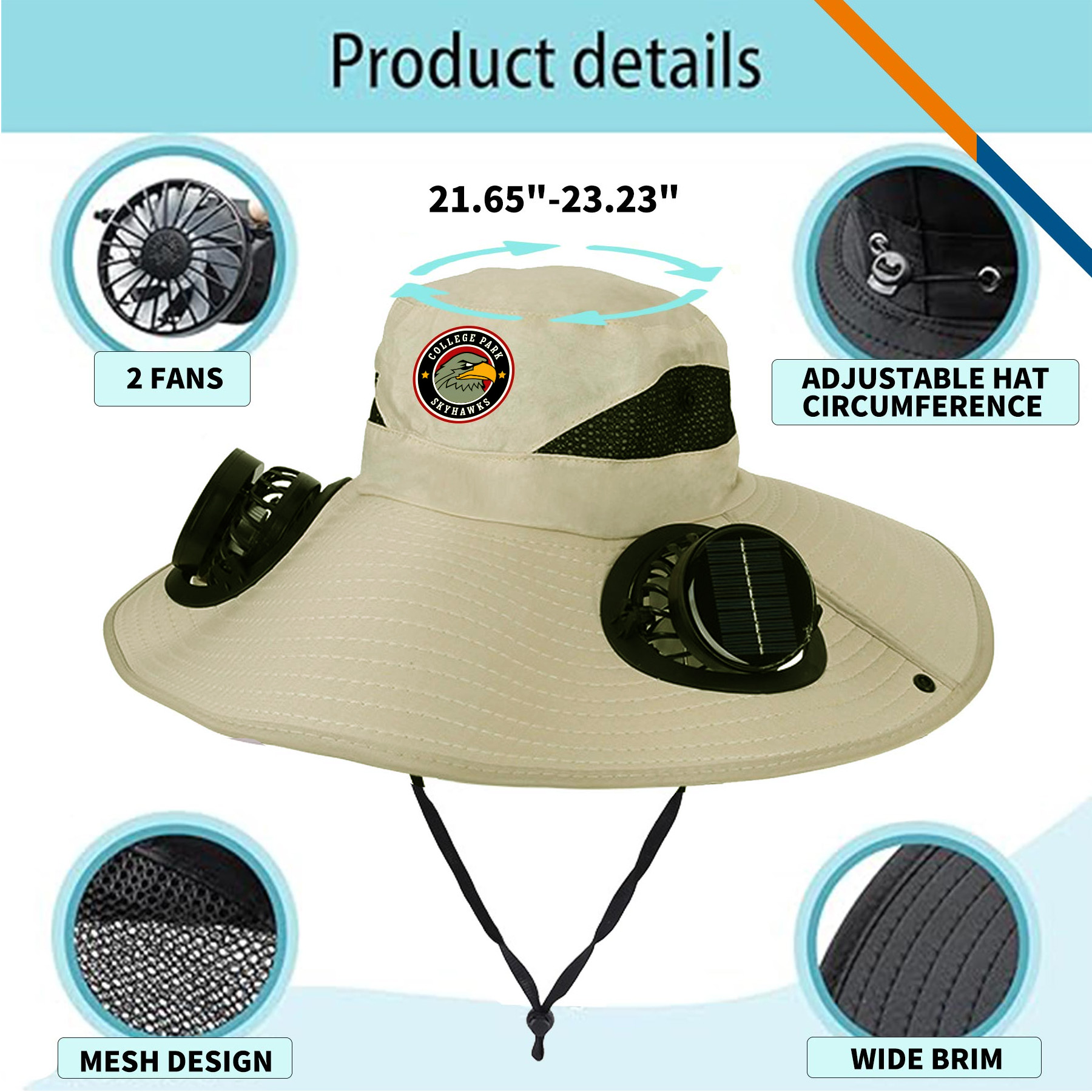 Armor Solar Double Fan Bucket Hat With String 7