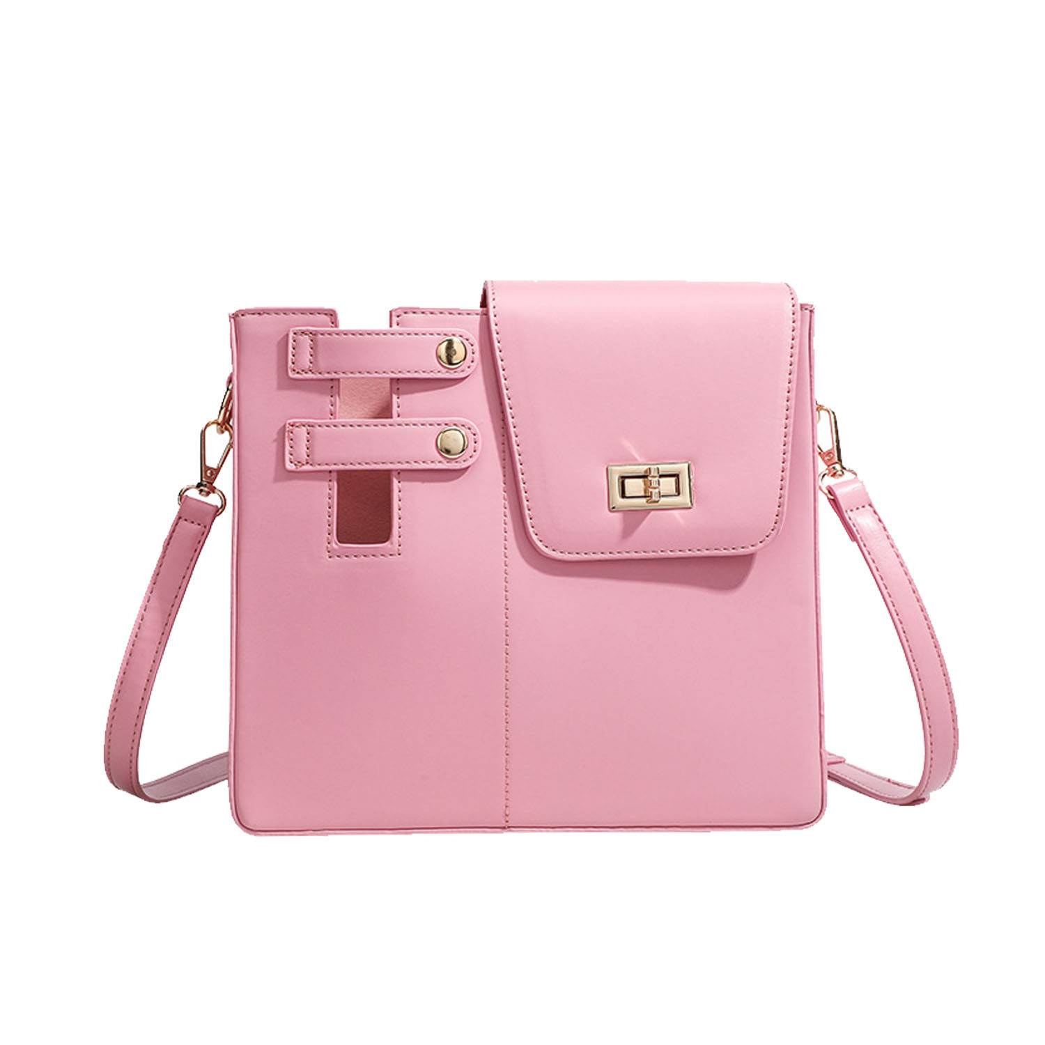 Portable PU Leather Crossbody Bag w/ Water Bottle Holder 9