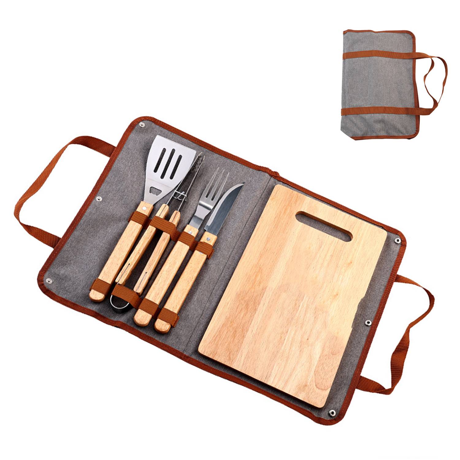 5PCS Stainless Steel BBQ Tool Set w/ Carrying Case 2