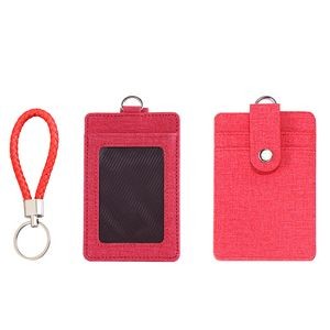 Key Ring PU Leather 2 Pockets Card Holder 35