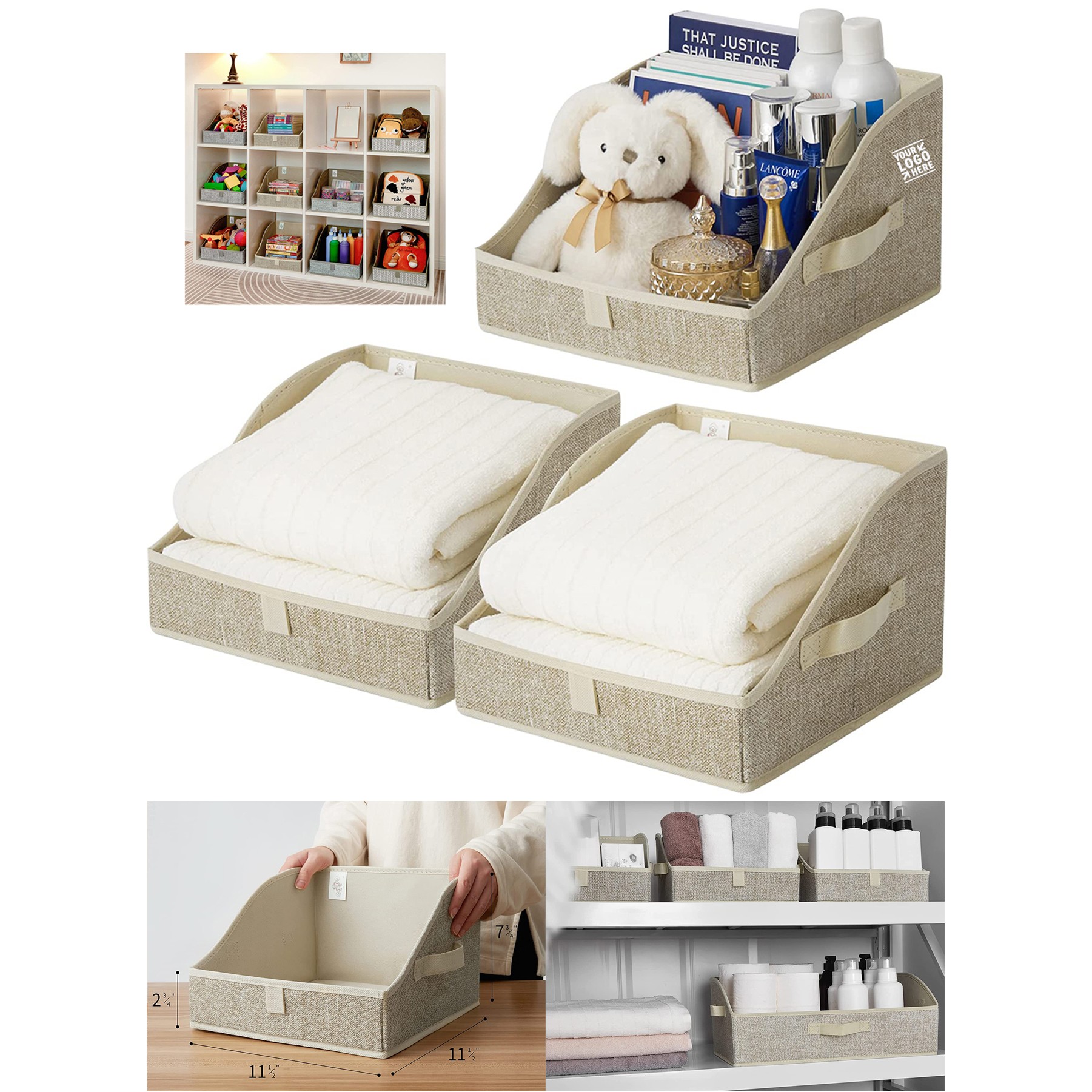 3 Pack Trapezoid Storage Bin Organizer 2