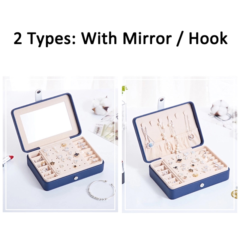 Portable Travel Jewelry Organizer Box with Mirror / Hook 12
