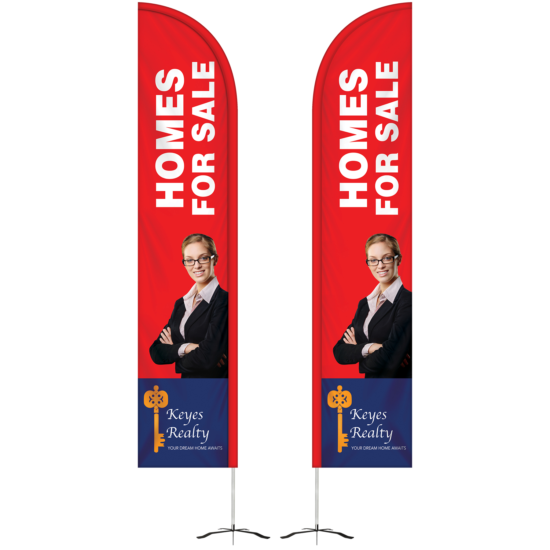 10' Double Sided Half Drop Banner w/ Premium Hardware & Cross Base 5