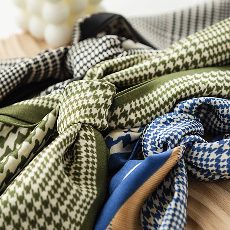 Check silk-like scarves 8