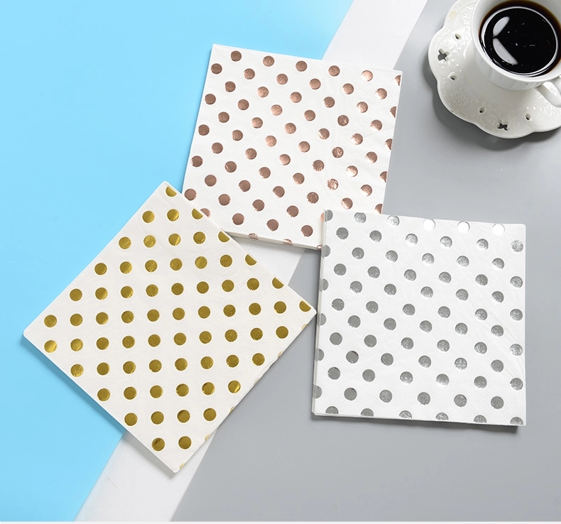 Custom Gold Dot Confetti Paper Napkins 6