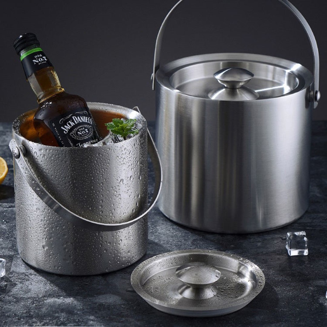 Stainless Steel Insulated Ice Bucket With Lid 5
