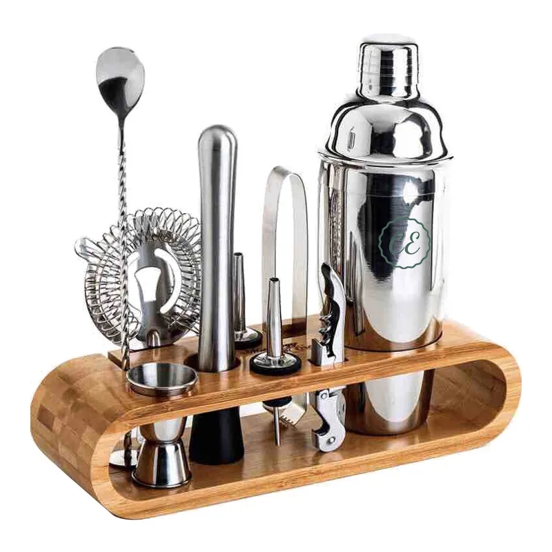 Cocktail Shaker Set Bartender Kit with Stand 2