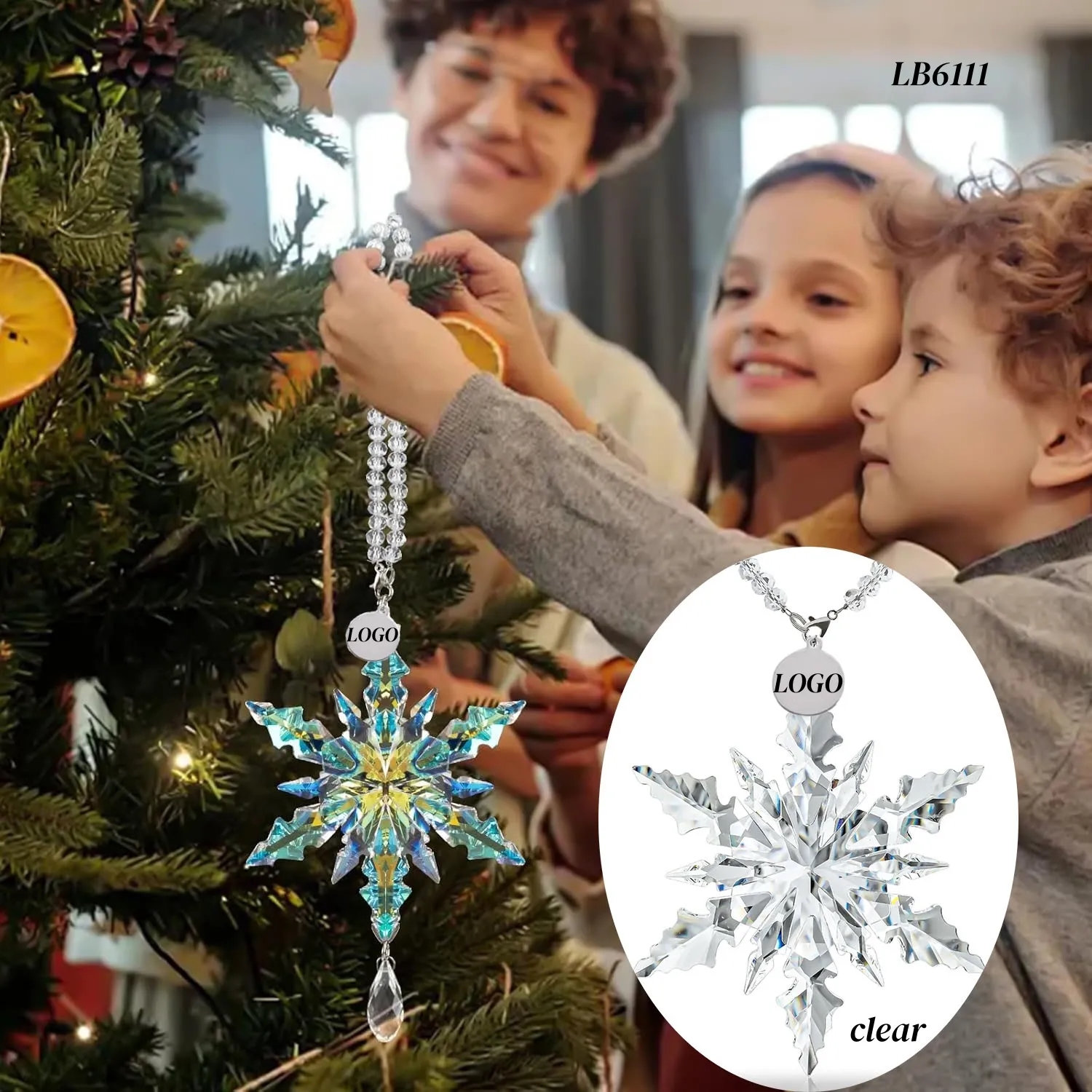 Snowflake Crystal Hanging Ornament Suncatcher Garland 1