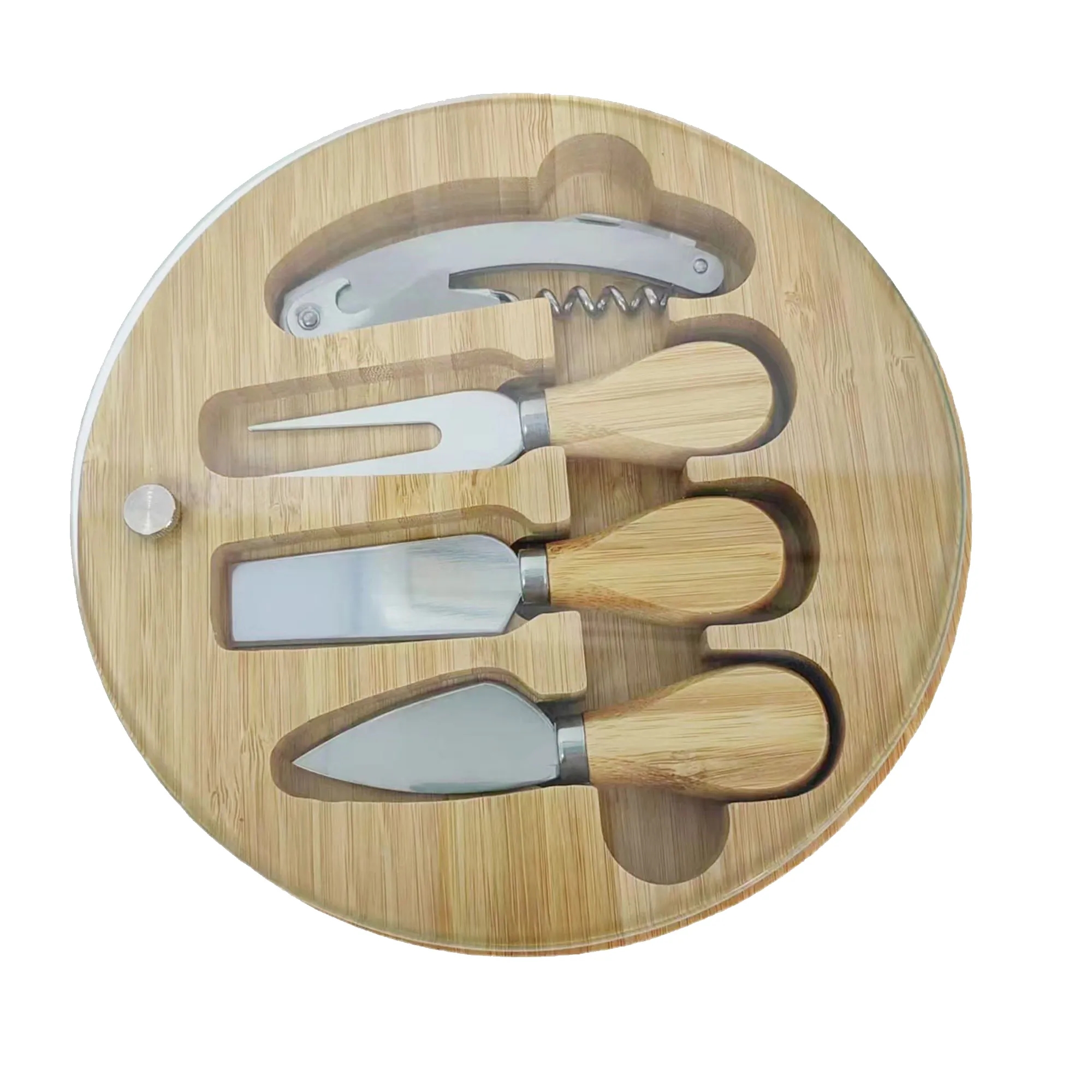 Swivel 8-Piece Bamboo Cheese & Wine Board Set 4