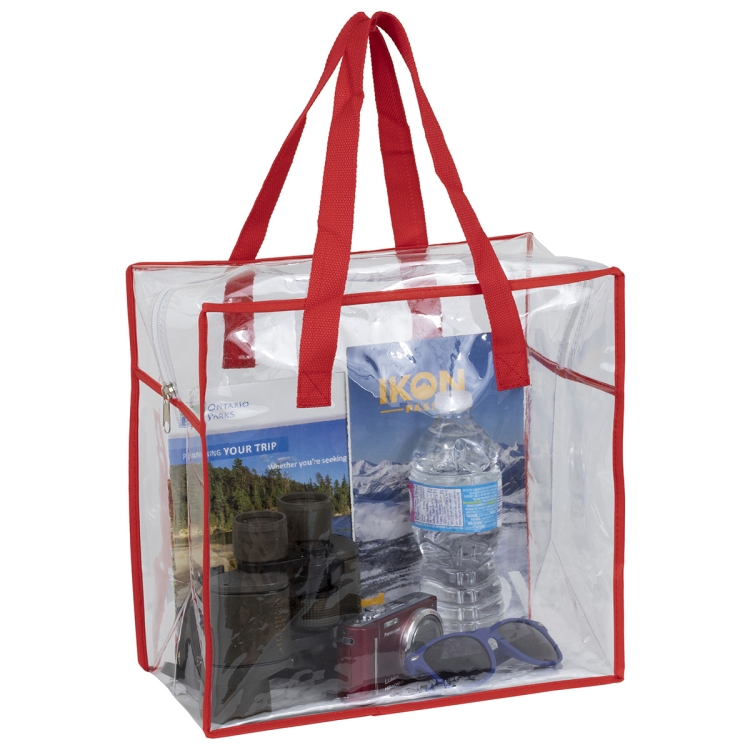 12"W x 12"H x 6"Gusset – "ARETE" Clear Vinyl Stadium Compliant Tote Bag with Zipper 2