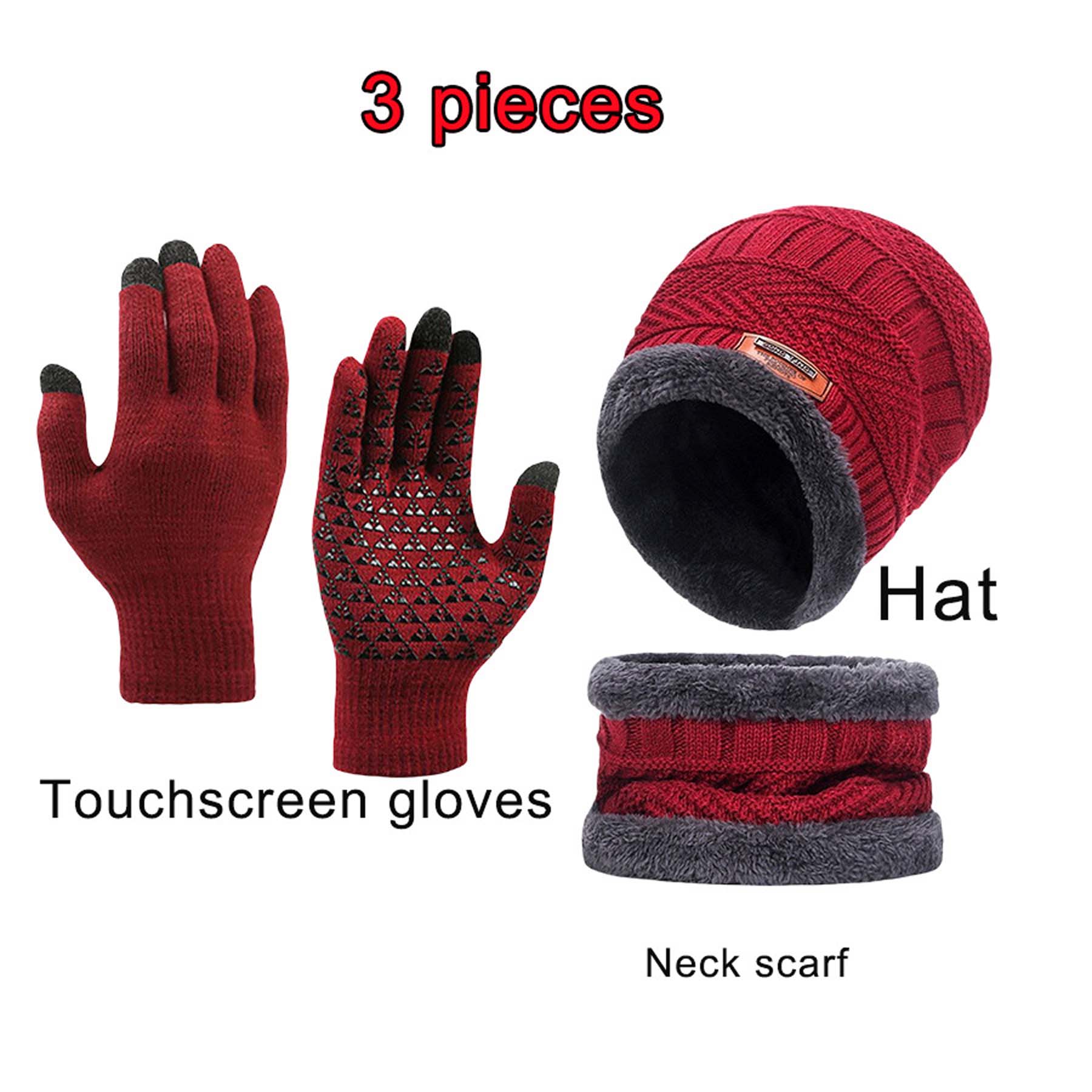 Winter Knit Hat, Scarf, and Gloves Set 4