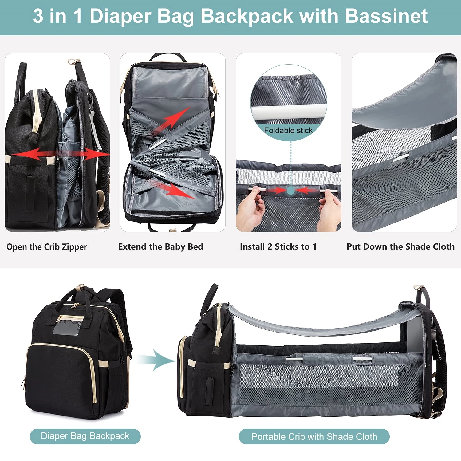 Multifunctional Baby Backpack Can Be Folded 12