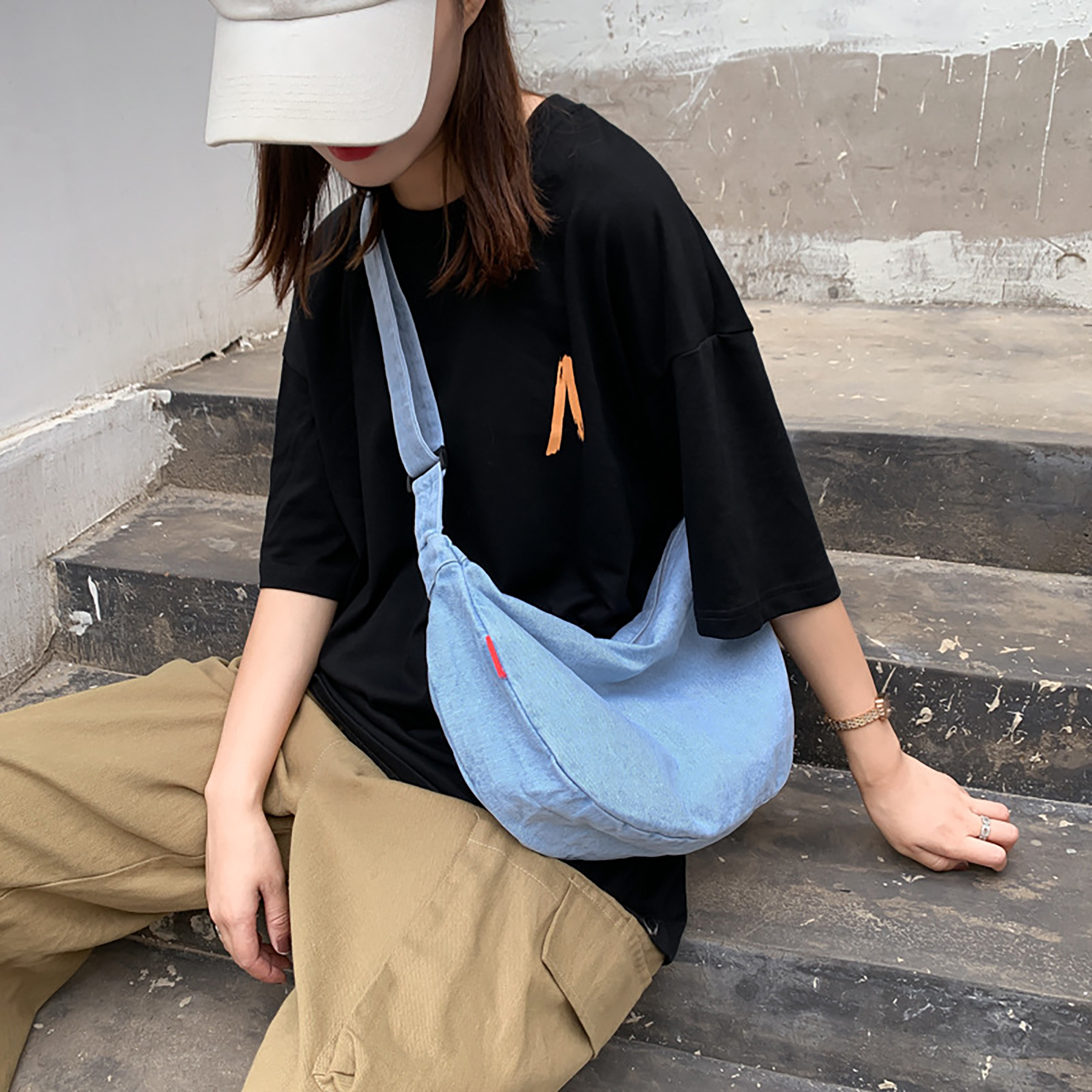 Denim Indigo Cross Body Women Shoulder Bag 7