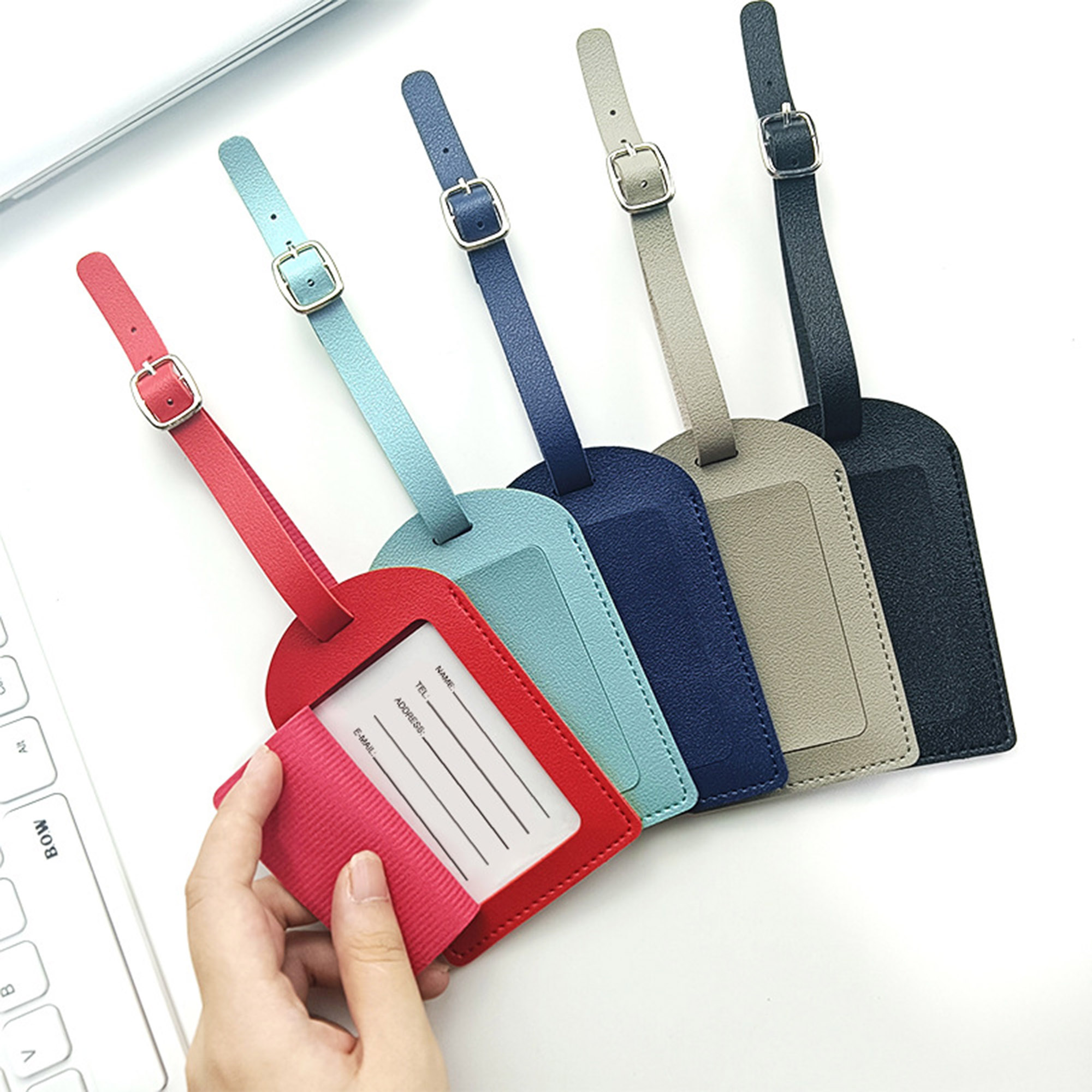 Vegan Leather Flip Open Luggage Tag 12