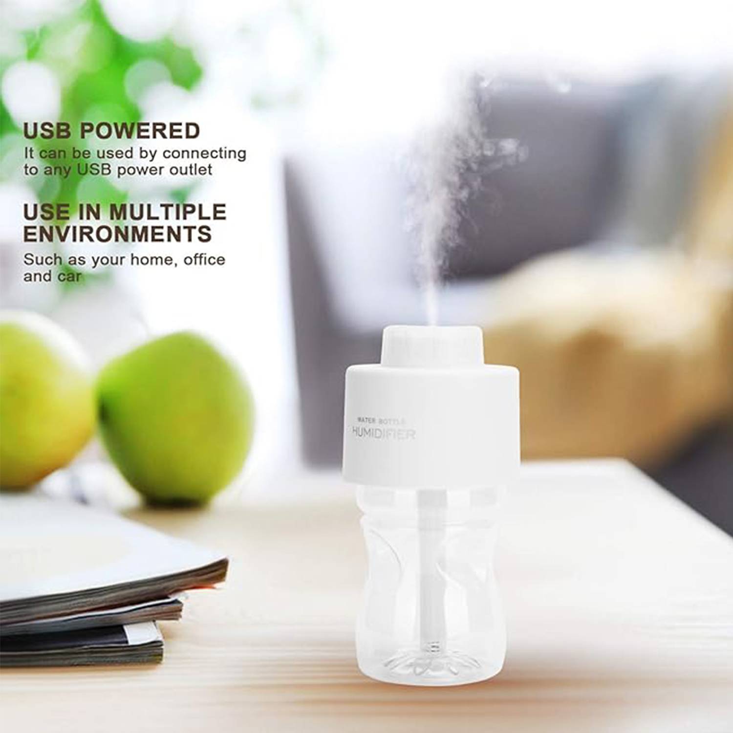 Mini Portable Bottle Cap Air Humidifer W/ Usb Cable 5